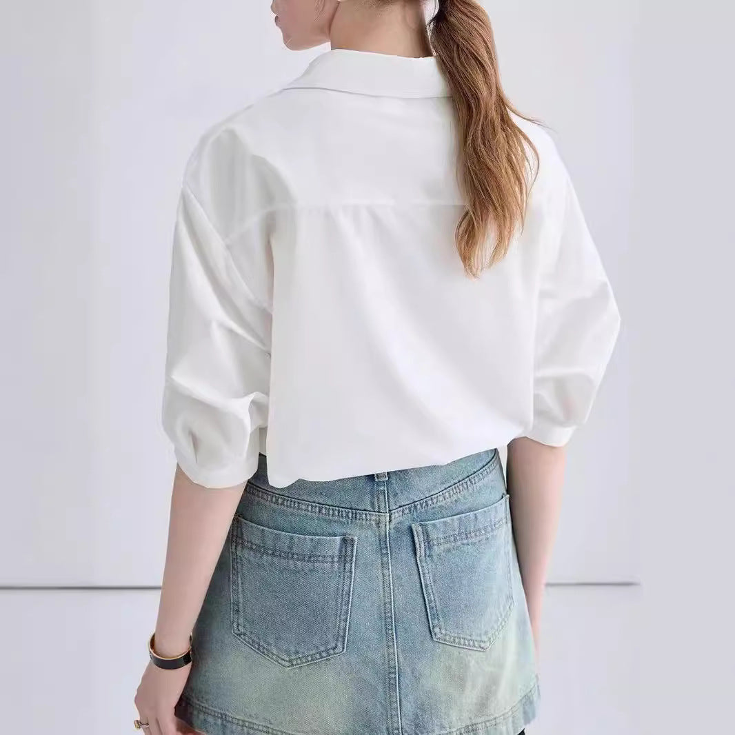Design Sense Minority Fashion Elegant High Sense V-neck Young French Top