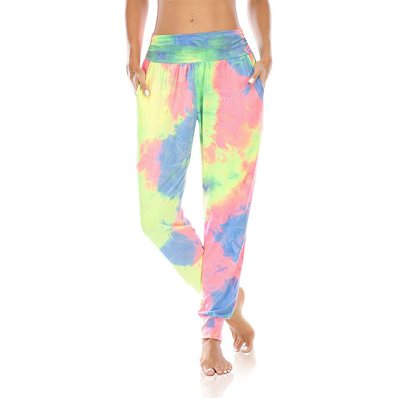 Pants With Pattern Pockets Casual High-waisted Leggings Color Loose Casual Leggings