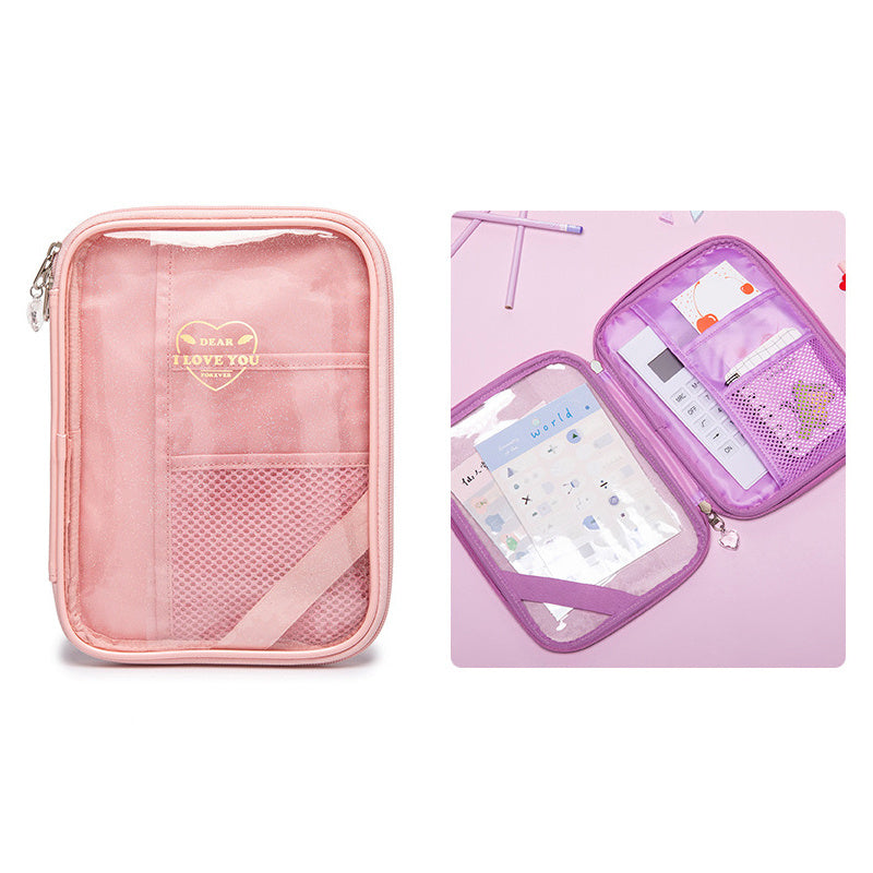 Japanese And Korean Style Shiny Sweet Transparent Zipper Pencil Case