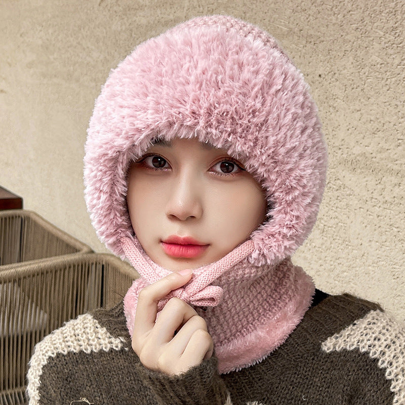 Fleece-lined Thickened Knitting Warm Neck Protection Windproof Hat