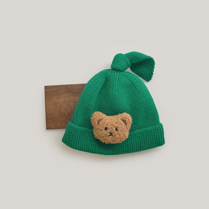 Cute Bear Plus Down Anti-cold Knitted Hat