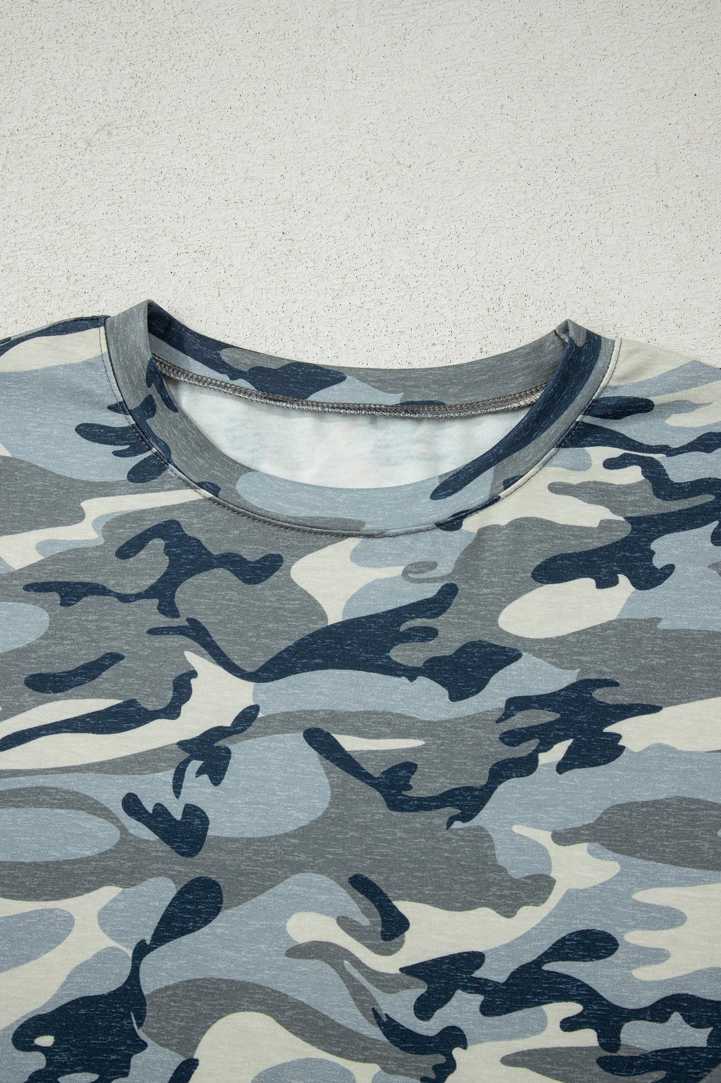 Women's Casual Loose-fit Crew-neck Camouflage Sports Short-sleeve