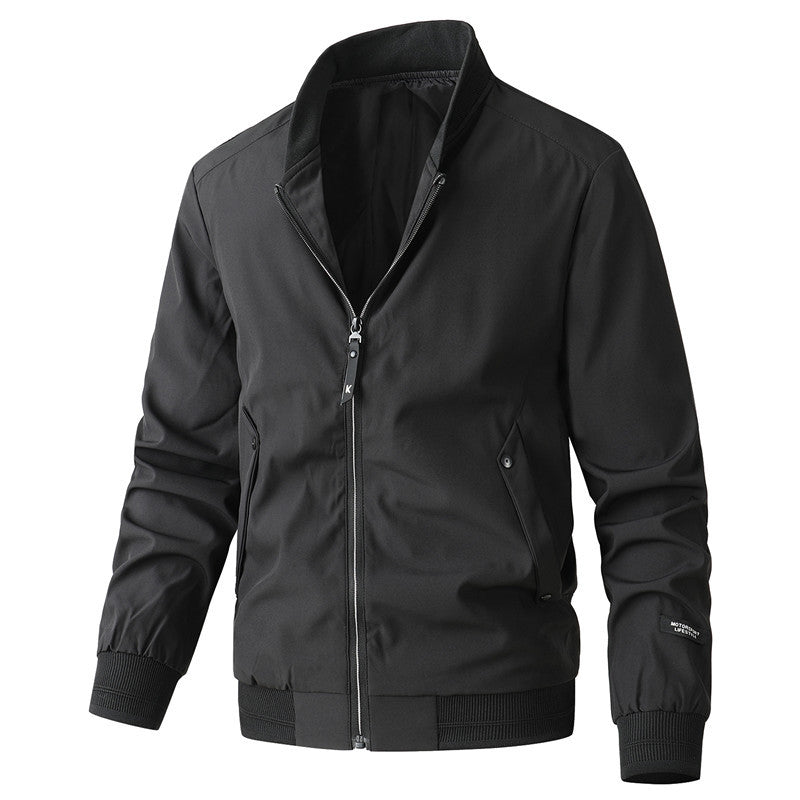 Men's Fashion Casual Solid Color Black Jacket