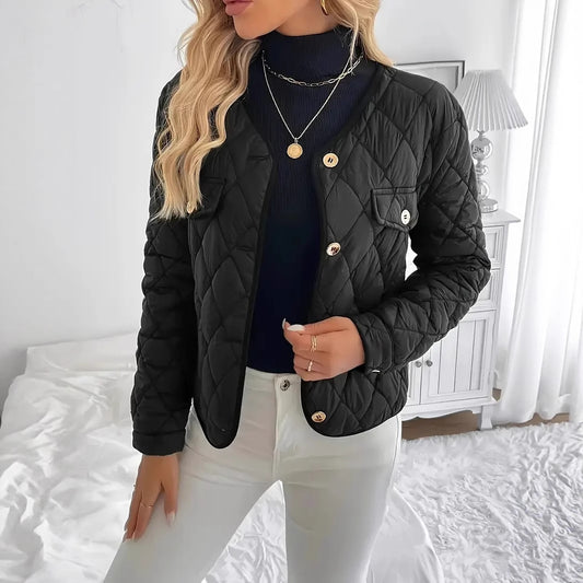 Women's Warm Diamond Lattice Short Cotton Jacket