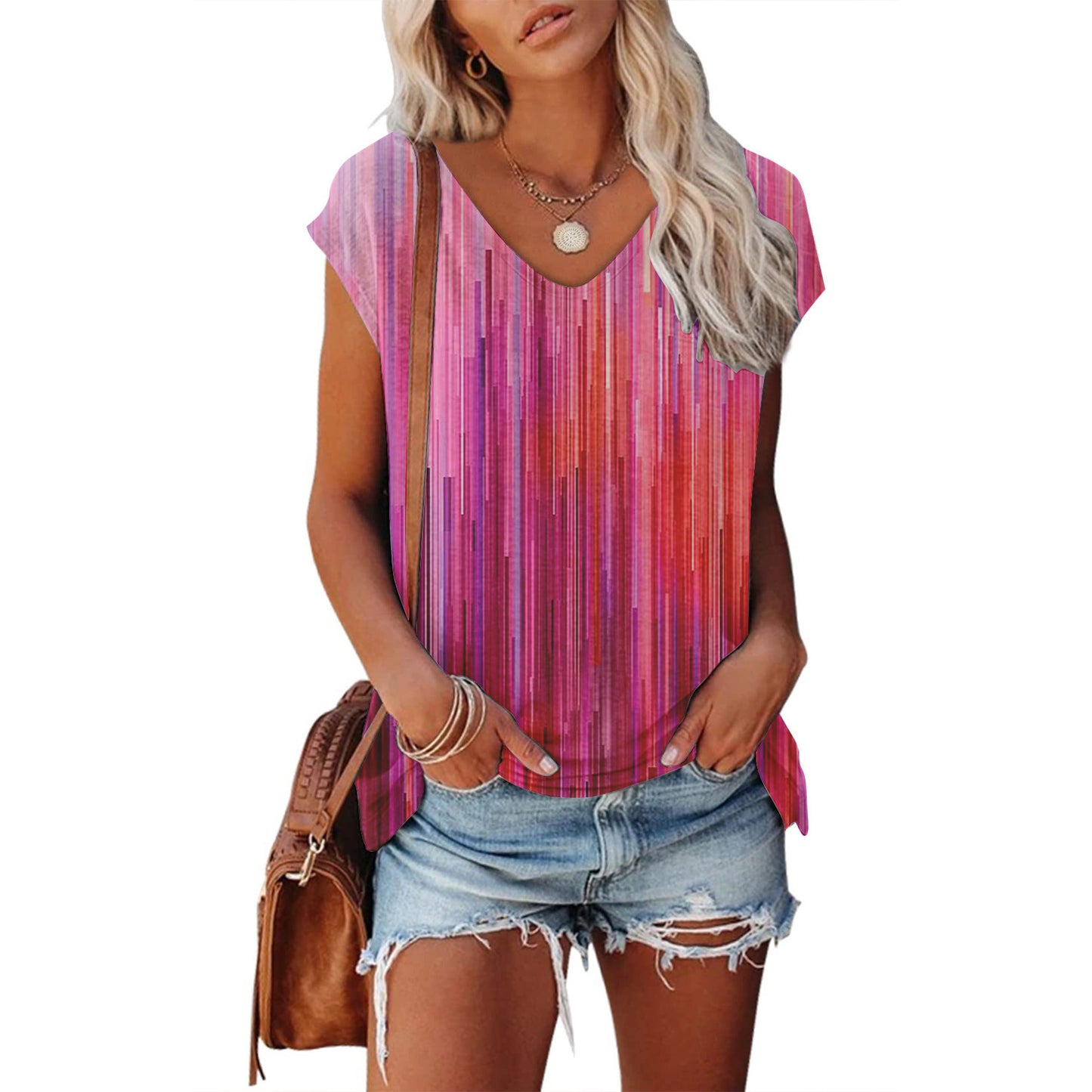 Women's 3D Digital Printing Sleeveless Multi-color Top