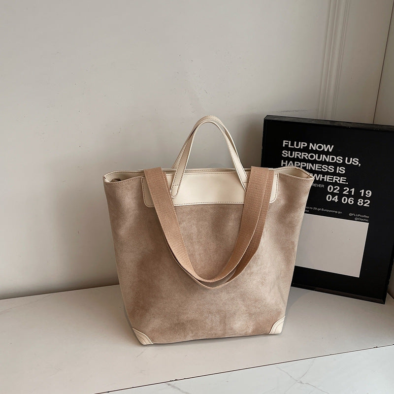 Suede Simple Shoulder Bag For Women