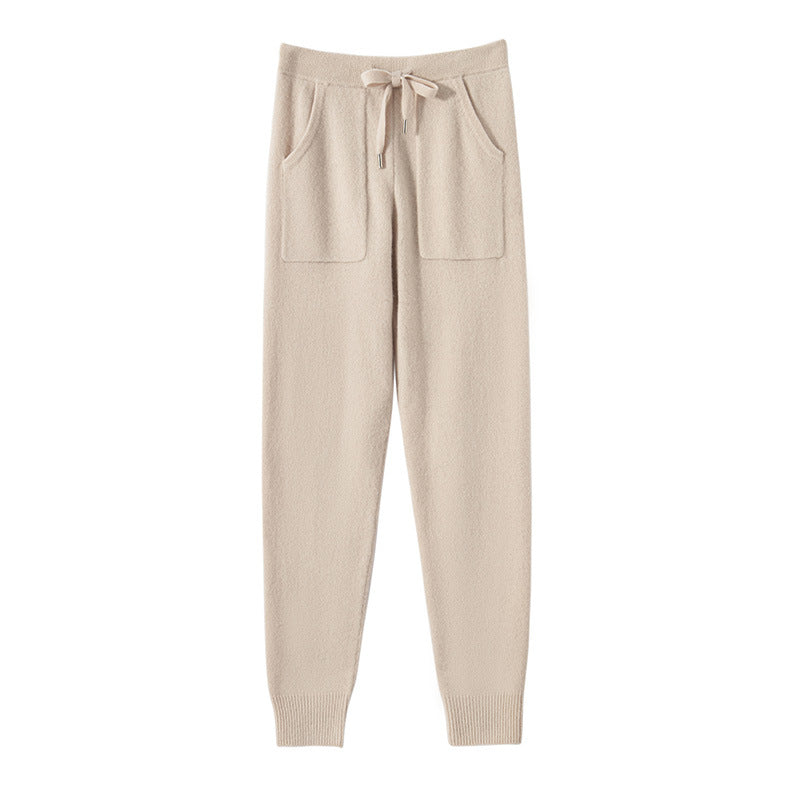 Autumn And Winter New Knit Pants For Women, Draped Casual High-waisted Trendy Slimming Floor-length