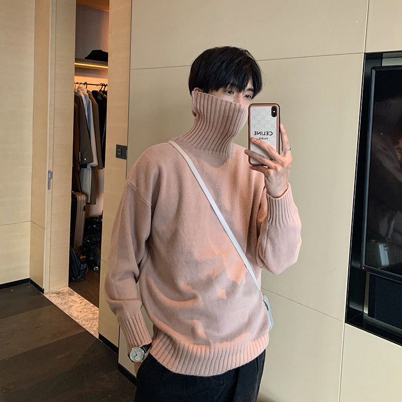Winter Loose Lazy Harbor Style Turtleneck Sweater Men