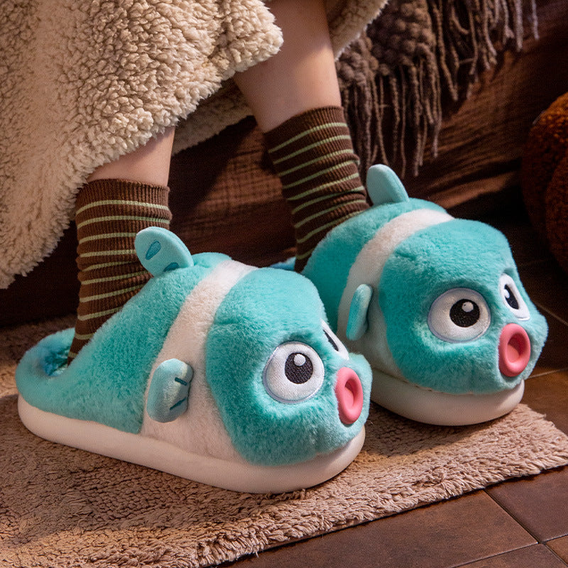 Home Comfortable Thickened Cotton Slippers For Women Lip Enhancement Clownfish