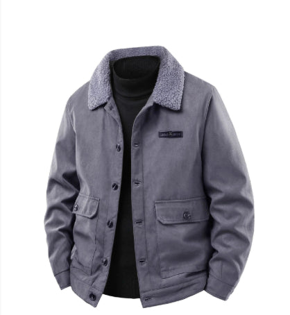 Fleece-lined Thickened Men's Coat Loose Leisure Workwear