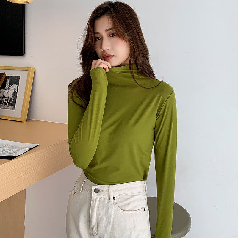 Fleece-lined T-shirt Versatile Style Stylish Base Top For Any Look