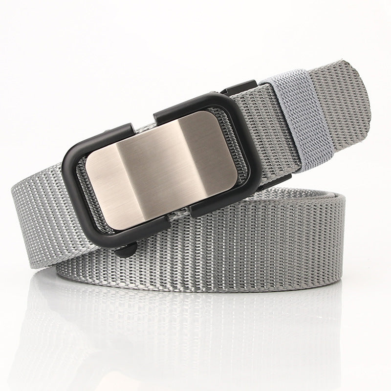 New Nylon Waistband Toothless Automatic Buckle Men's Leather Belt Casual All-match Trouser Belt Neutral Men's And Women's Youth Fashion Wear