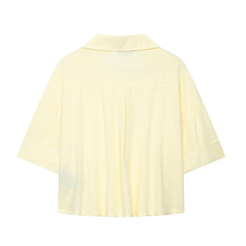 New Spring And Summer European And American Style Linen Blended Short Long Sleeve Shirt