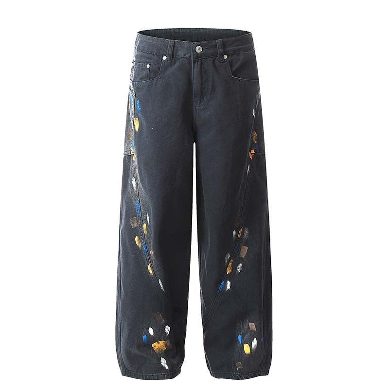 High-Street Retro Spray-Painted Splatter Pants
