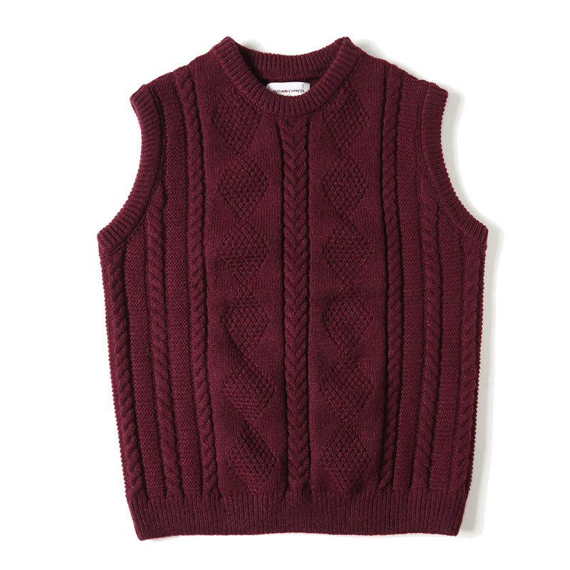 Jacquard Rundhalset Strikket Løs Tyk Cable-knit Sweater Vest Mode