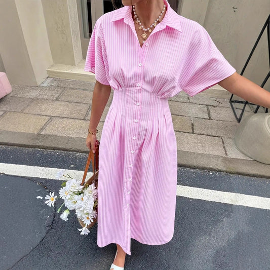 Fitted-waist Dress With A Slit At The Hem