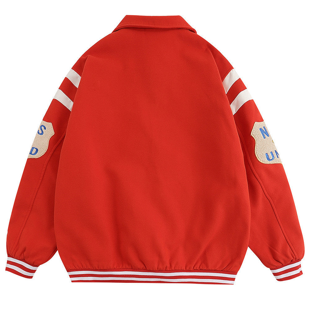 Towel Embroidered Lapel Jacket Baseball Men's Coat