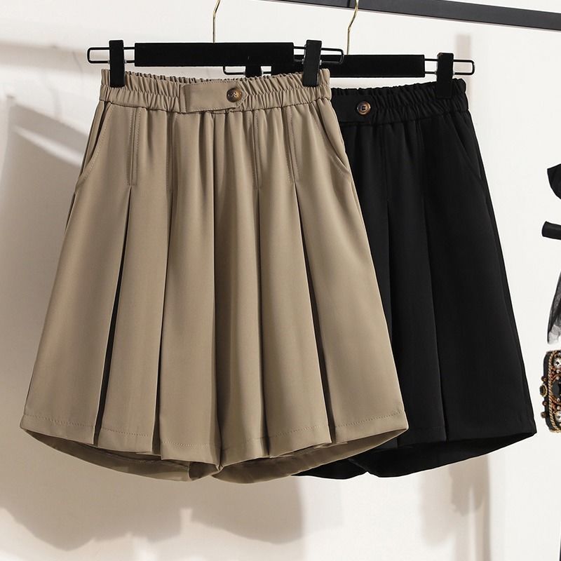 High-waisted Wide-leg Loose-fitting Outerwear Suit Shorts