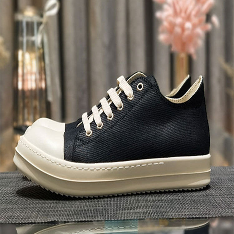 Lave herresneakers i lærred til fritid med tyk sål – parmodel