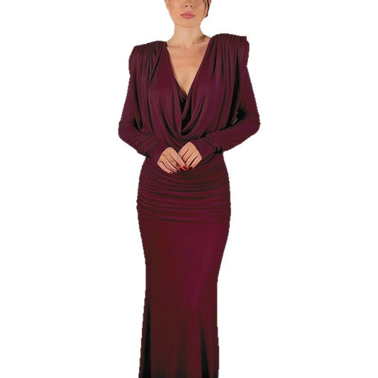 Elegant Work-appropriate Solid-color V-neck Dress