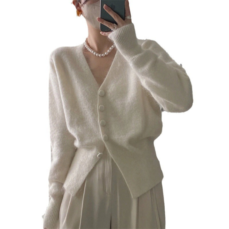 Loose Western Style V-neck Casual Fitted Waist Sweater