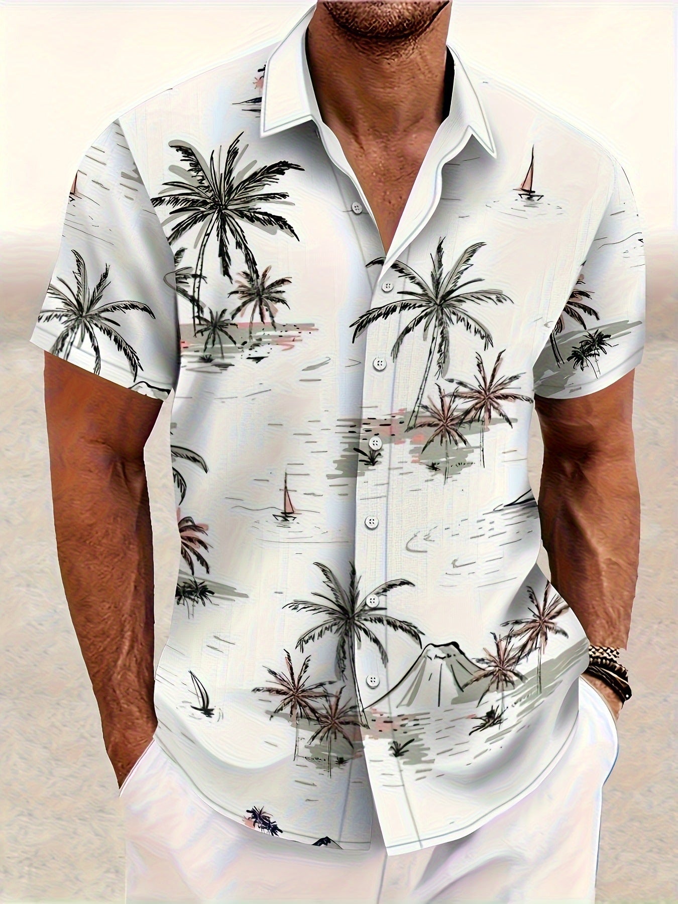Printing Fashion New Flower Men's Short Sleeve Shirt