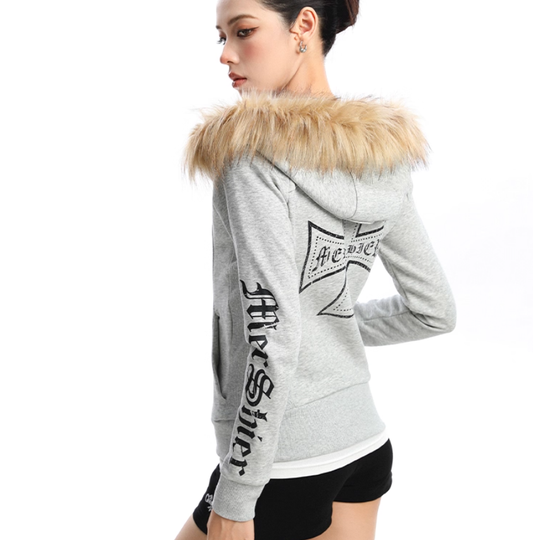 Detachable Fur Collar Hood Sweater Women's Fashion Advanced