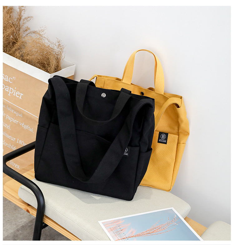 Solid Color Diagonal Canvas Student Shoulder Bag