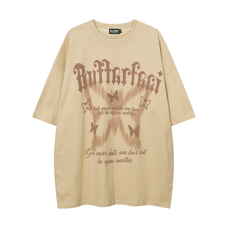 American High Street Butterfly Printed T-shirt For Men And Women