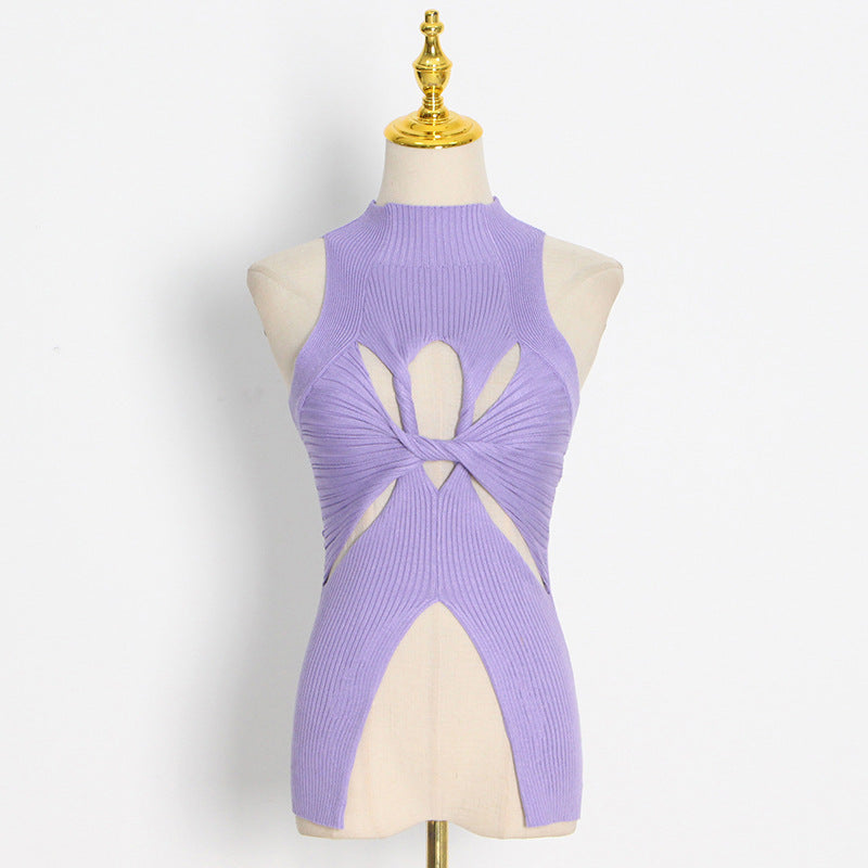Irregular Versatile Slim Knitted Vest Women's Tide