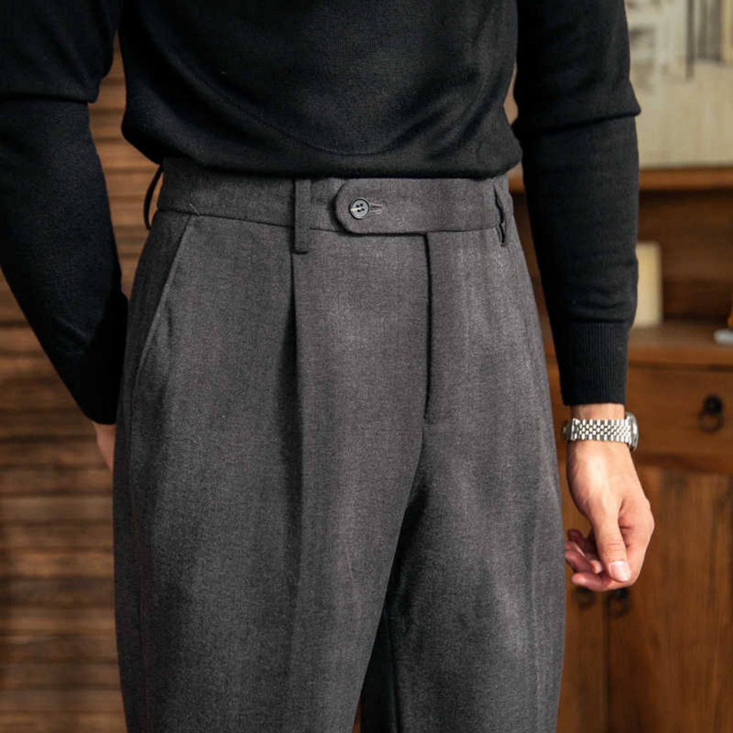 Autumn And Winter Thick Casual Straight Leg Trousers