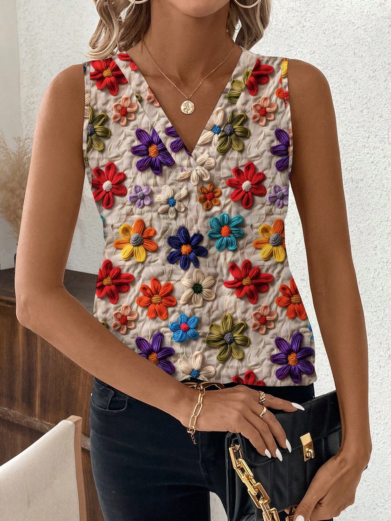Women's Versatile Minimalist Printed Vest