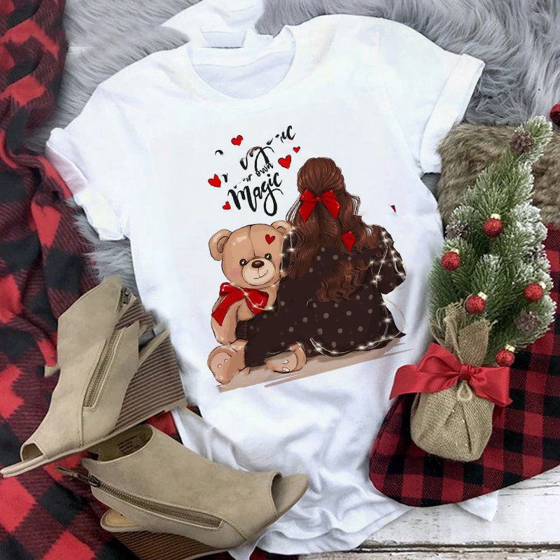 Christmas  Print Girlfriends Red T-Shirt