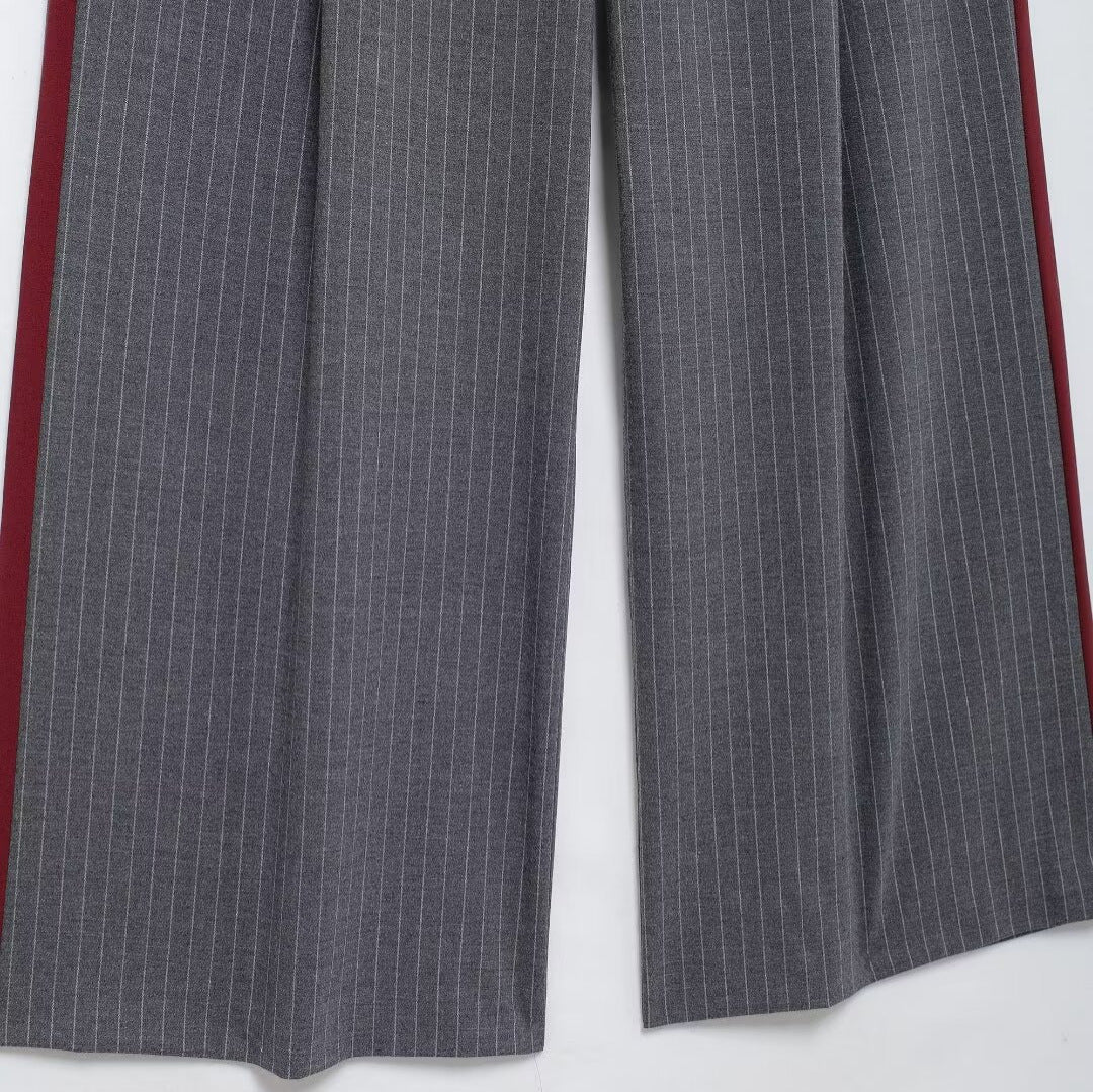 Fashion Pinstripe Boxer Briefs Detail High-waisted Trousers