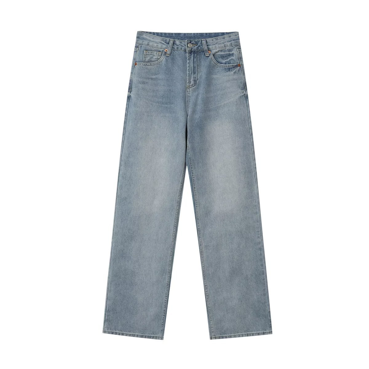 Spring And Autumn New Casual Wide-leg Mid-waist Straight Jeans For Women