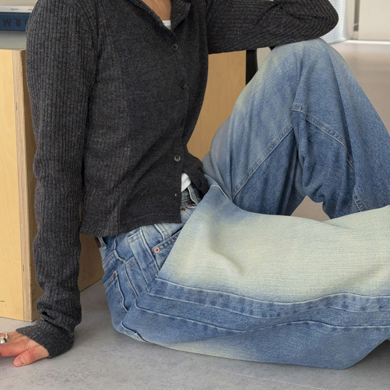 Loose Personality Street Washed And Worn Jeans
