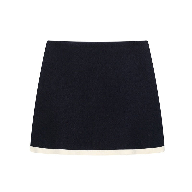 Spring And Summer New Women's Clothing Classic Style Contrast Color Knitwear Coat Knitted Mini Skirt