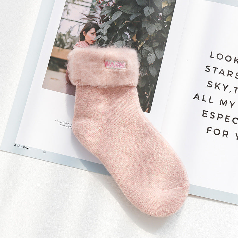 Women's Wholesale Brushed Thickened Wool Lining Room Socks