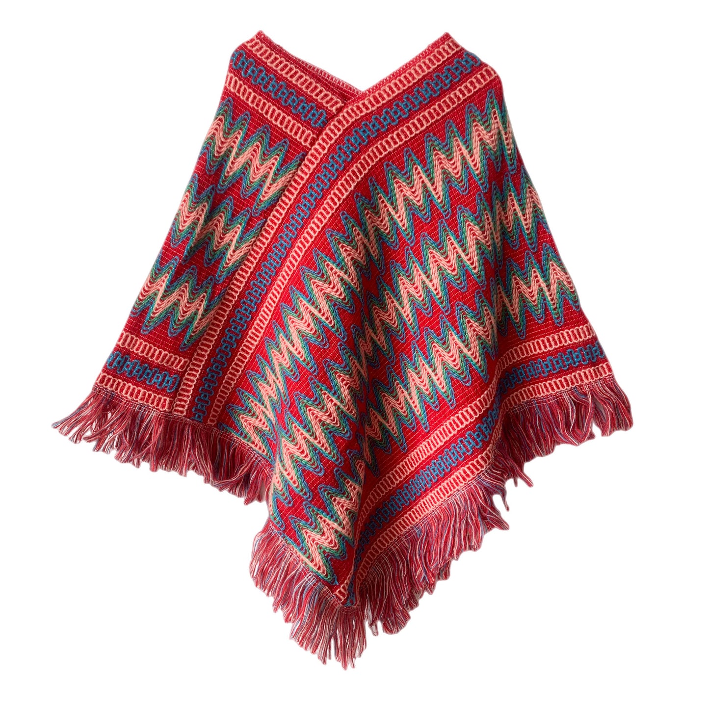 Christmas Women's Red Ethnic Style Pullover Cloak Shawl