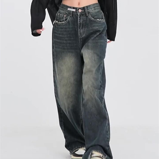Individualized High Waist Drape Wide Leg Jeans