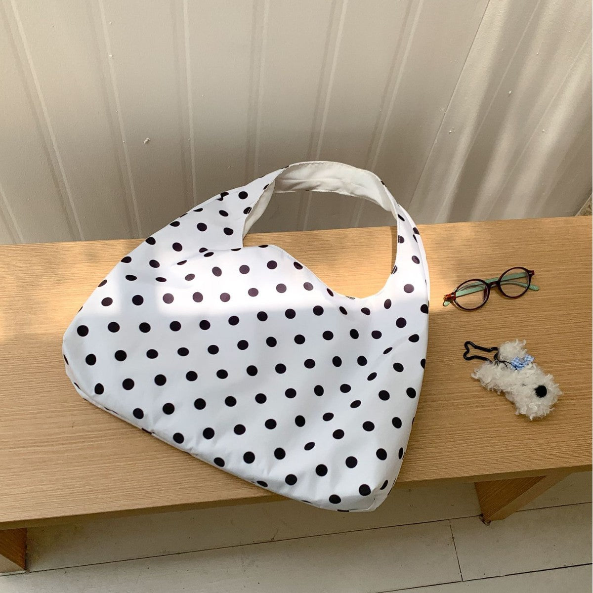 New Round Polka-dot Underarm Shoulder Bag Japanese-style Tote Handbag For Women