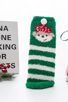 Christmas Stocking Triangle Boxed Coral Velvet Floor Socks Thickened