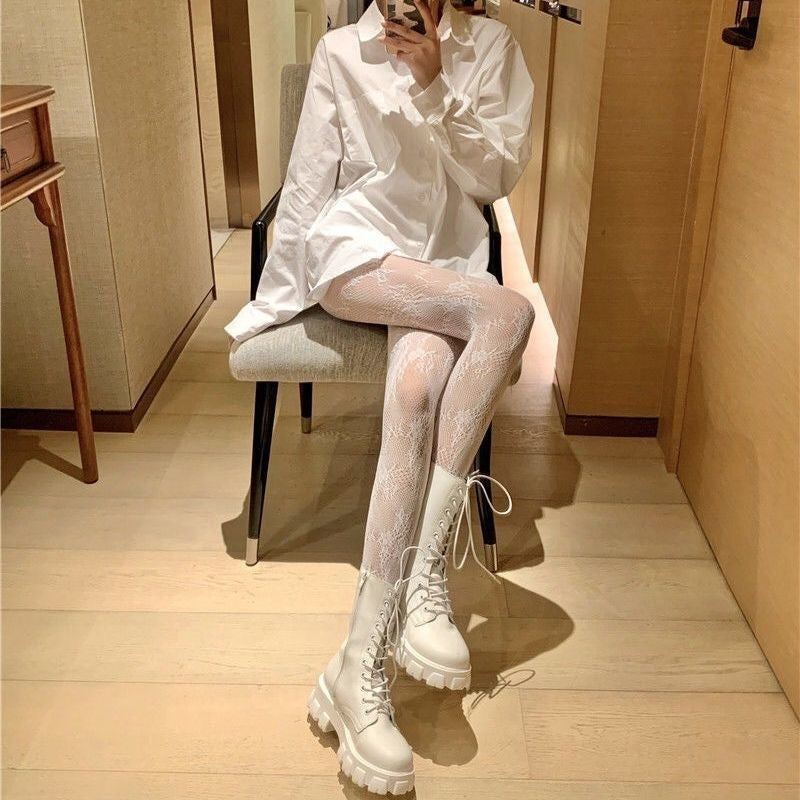 Hollow Lace Mesh Stockings Bottoming Pantyhose Japanese Lolita Retro