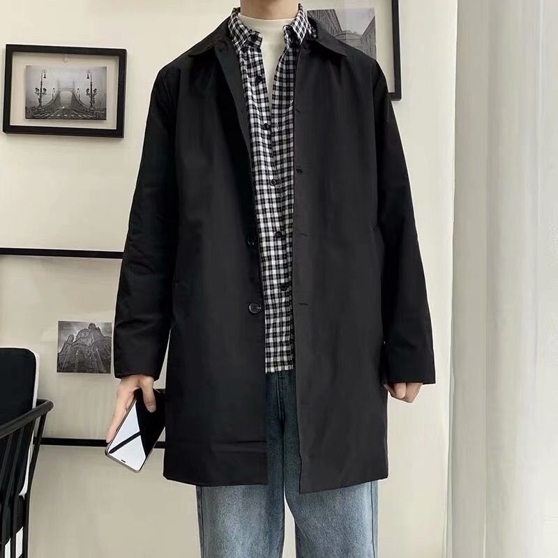 Trenchcoat Herre Mellemlang Forår Og Efterår Fritid
