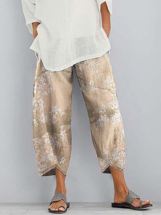 3D-printed Fashion-forward Capri Wide-leg Pants