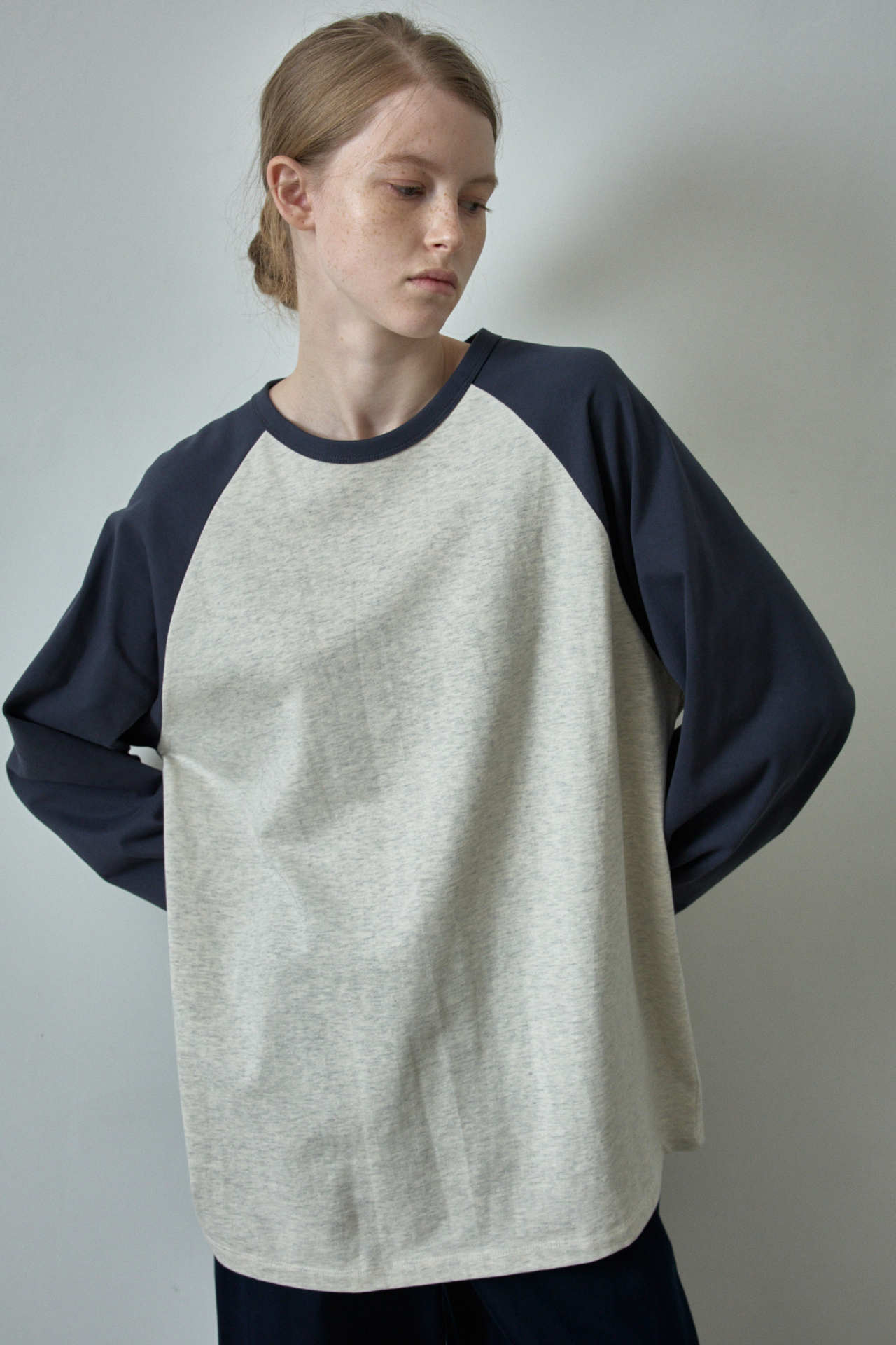 Casual Fashion Color Contrast Loose Round Neck Raglan Long Sleeve