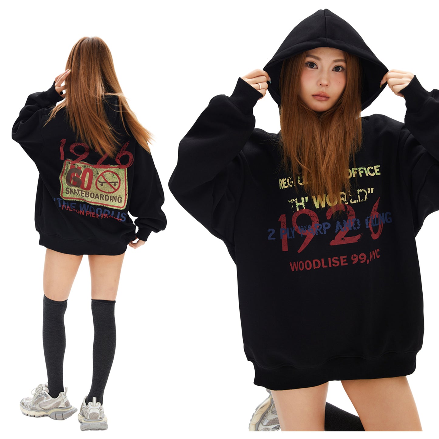 Women's American Retro Thickened Hooded Sweatshirt