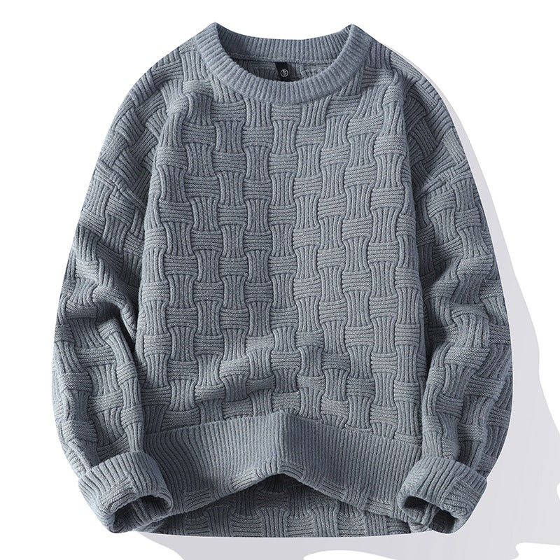 Strikket herresweater med rund hals i ny mode