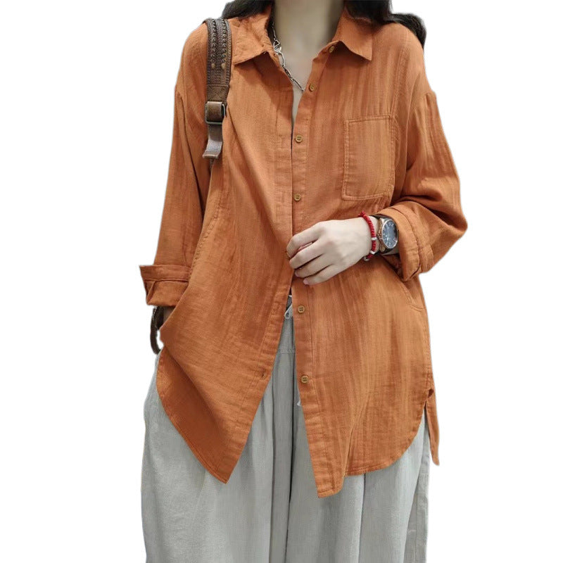 Women's Solid-color Long Sleeve Blouse