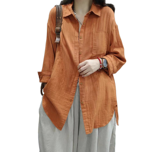 Women's Solid-color Long Sleeve Blouse